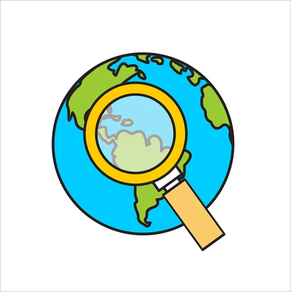 Globe Search Icon Ilustración Vectorial — Archivo Imágenes Vectoriales