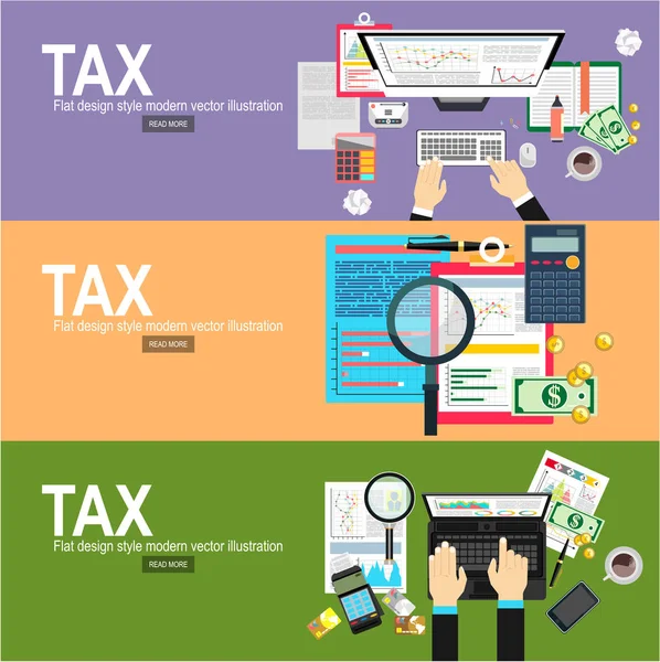 纳税概念 矢量插图的商人计算纳税申报 商人计算税 平面设计 纳税表单向量 — 图库矢量图片