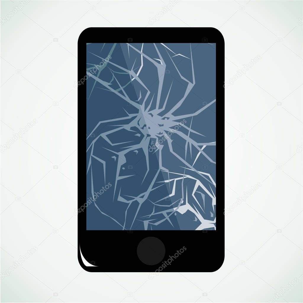 Broken mobile phone, vector illustration