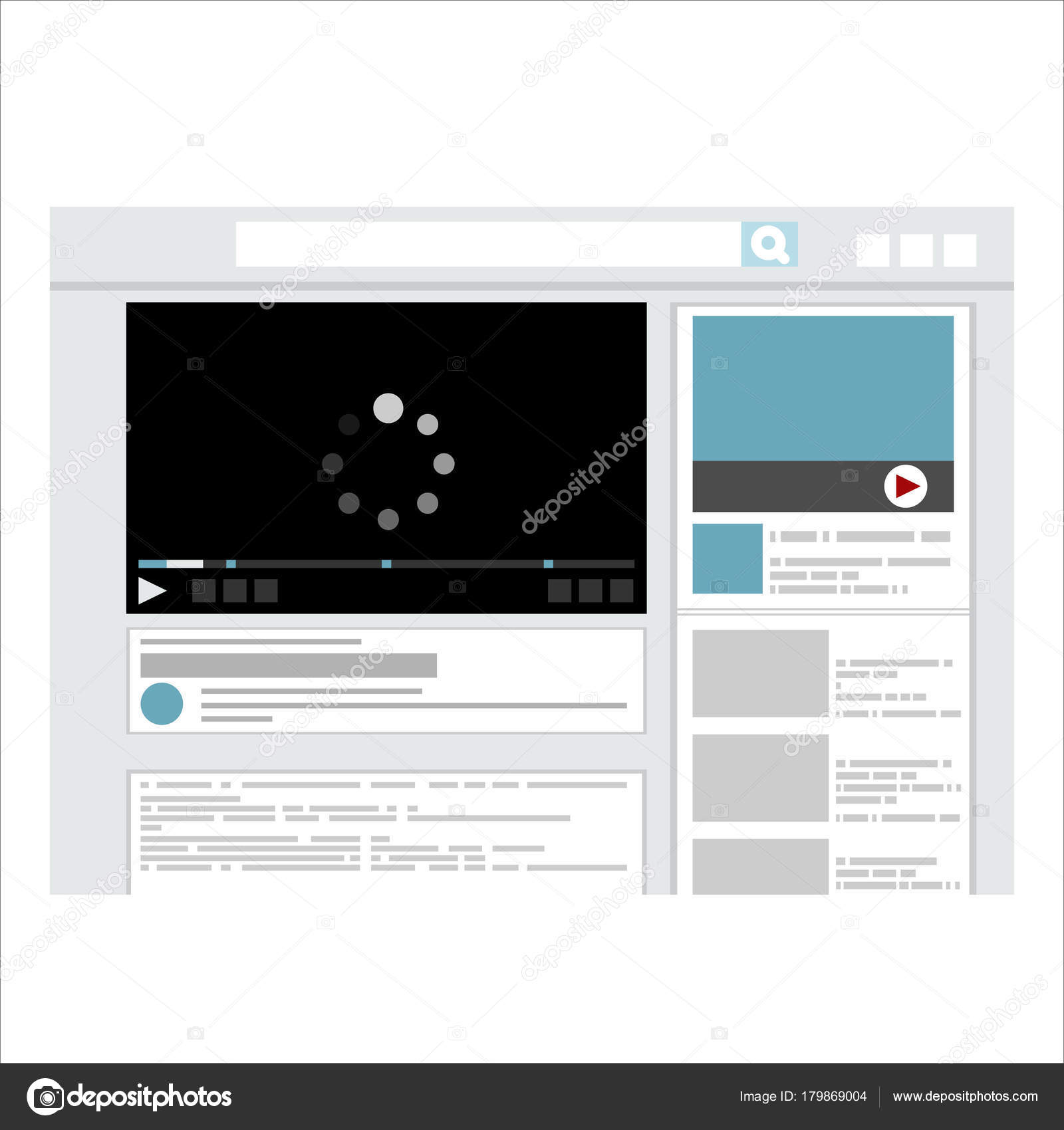 Vector Browser Window Video Player Web Site Mock User Comments Stock Vector  by ©nikvector20@gmaail.com 179869004, image size:1600x1700