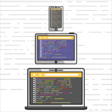 kodlama, afiş, düz tasarım konsepti programlama programlama