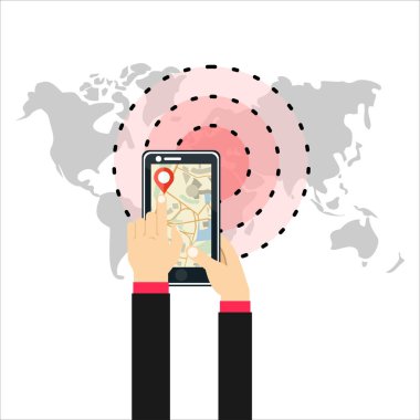 Cep telefonu gps navigasyon kavramı, vektör çizim
