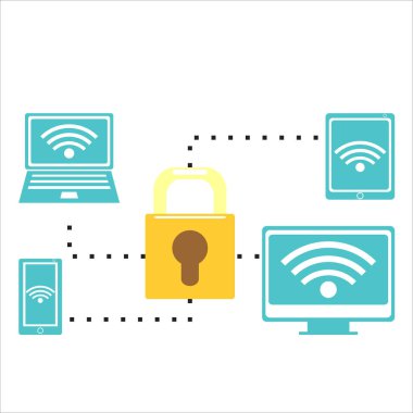 Internet güvenlik ve veri koruma kavramı düz illüstrasyon