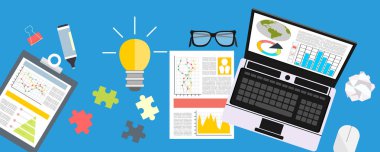 Düz illüstrasyon analytics tasarım, vektör çizim
