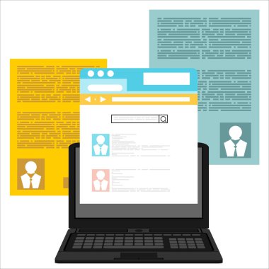 Bloglama kavramı. Düz vektör çizim. 