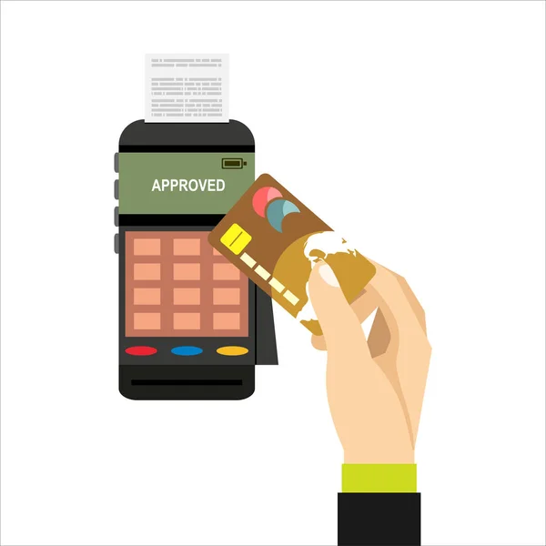 Illustration Paiement Mobile Sans Fil Par Carte Crédit Illustration Vectorielle — Image vectorielle