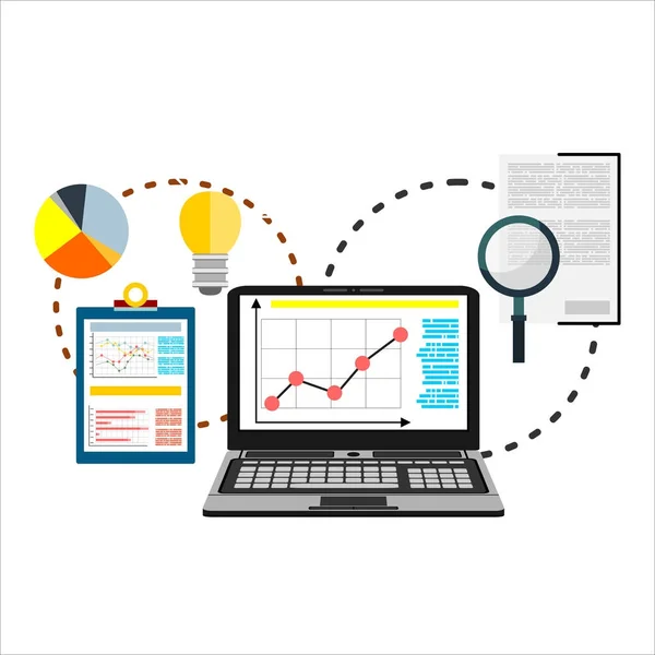 Web Analytics Información Desarrollo Sitio Web Estadística Ilustración Vectorial — Vector de stock