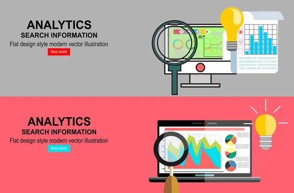 Web Analytics 情報および開発の Web サイトの統計 ベクター グラフィックの平らなベクトル イラスト — ストックベクタ