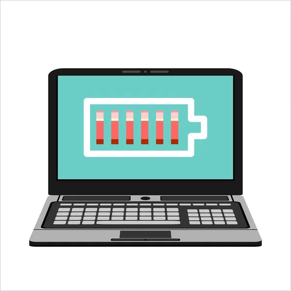 Laptop Batterijpictogram Vectorillustratie — Stockvector