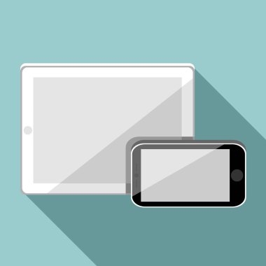 Smartphone ve tablet Gadget taşınabilir reklam düz illüstrasyon vektör.