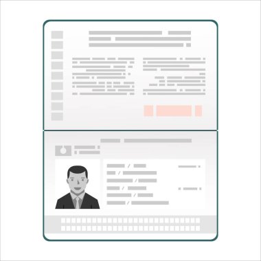 Pasaport biyometrik verilerle. Kimlik belgesi düz illüstrasyon