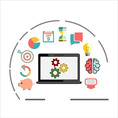 Düz resimde web analytics tasarımı, Seo optimizasyon.