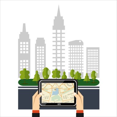 Cep telefonu gps navigasyon kavramı, vektör çizim