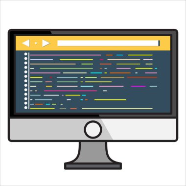 düz tasarım konsepti kodlama programlama, illüstrasyon vektör 
