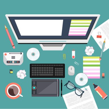 Grafik ve web tasarım illüstrasyon. Düz stil.