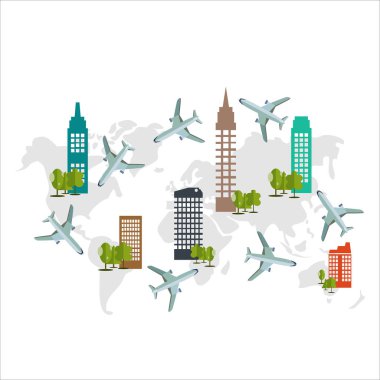 Düz stil kavramı, vektör çizim seyahat 