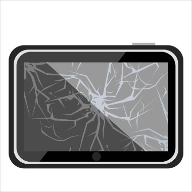 Modern tasarımlı dijital tablet kırık ekran ile.