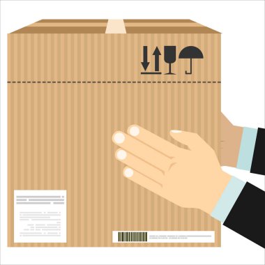 paket kutu, hızlı teslimat Servisi, vektör, illüstrasyon kavramı holding eller 