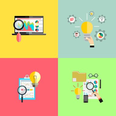 web analytics bilgiler ve geliştirme web sitesi istatistik - vektör çizim düz vektör çizim