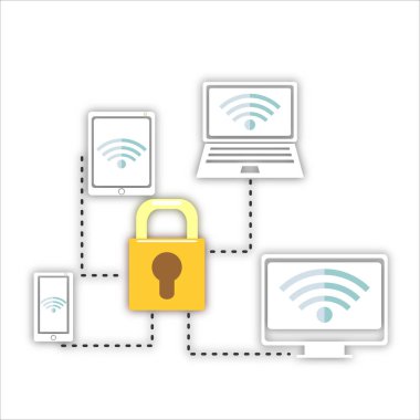 Güvenlik ve teknoloji kavramı, vektör çizim