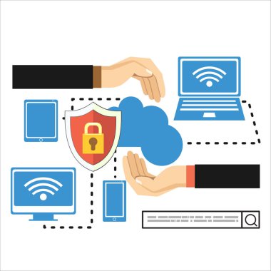 Internet güvenlik ve veri koruma kavramı düz illüstrasyon