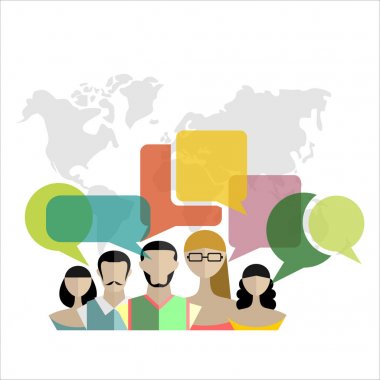 Küresel sosyal ağ soyut şeması, vektör çizim