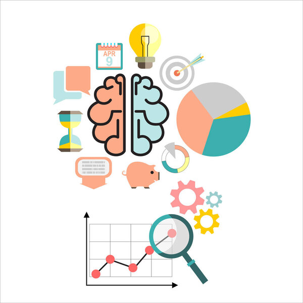 Flat vector illustration of web analytics information and development website statistic - vector illustration