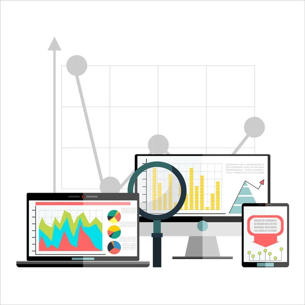 Diseño Analítica Web Ilustración Plana Optimización Seo — Vector de stock