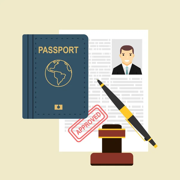 Visa Application Flat Illustration Concept — Stock Vector