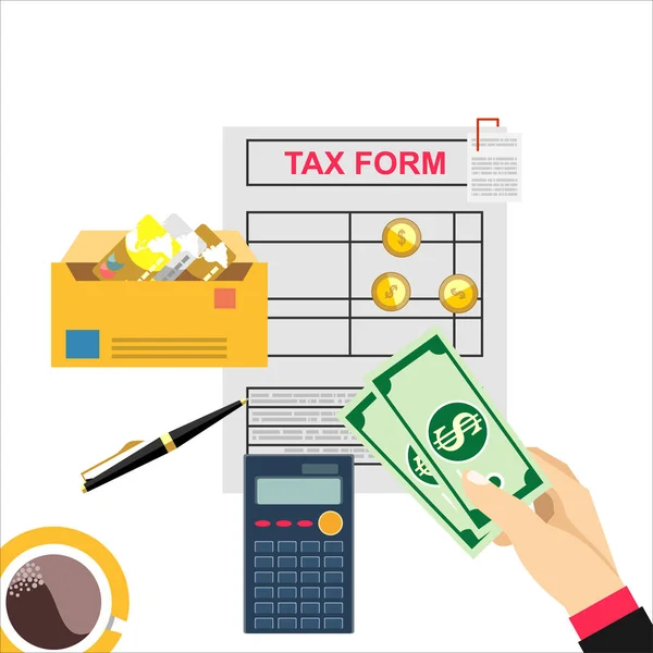 Tax Payment Concept Vector Illustration Business Calculations Flat Design Tax — Stock Vector