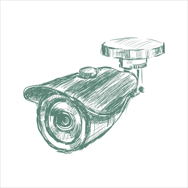 Doodle Bewakingscamera Vectorillustratie — Stockvector