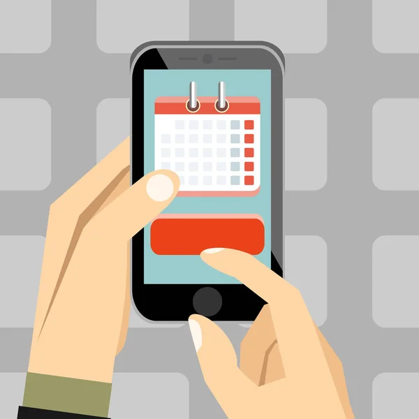 Calendar Schedule Reminder Planning App Smartphone Screen Hand Holds Phone — Stock Vector