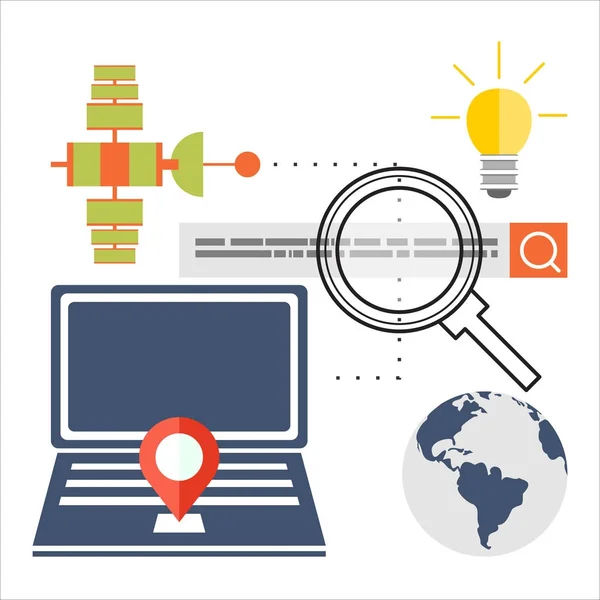 一套平面设计插图概念的搜索引擎优化和网页分析元素 移动应用程序 — 图库矢量图片