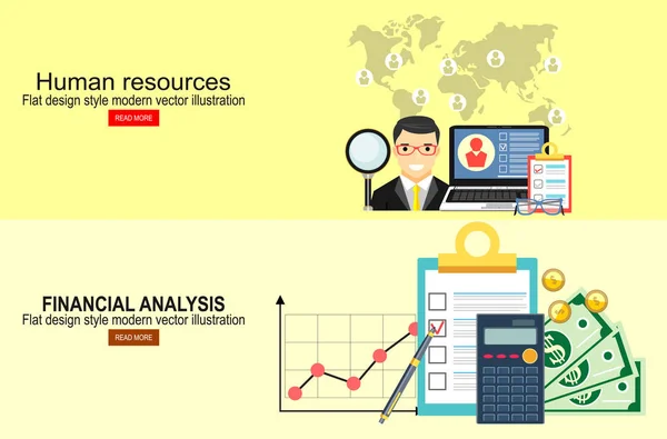 Búsqueda Empleados Recursos Humanos Conceptos Gestión Equipos Concepto Análisis Financiero — Archivo Imágenes Vectoriales