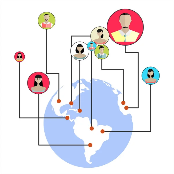 Schema Astratto Social Network Globale Illustrazione Vettoriale — Vettoriale Stock