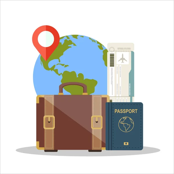 Ilustração Vetorial Design Plano Viajar Planejar Umas Férias Verão Turismo — Vetor de Stock