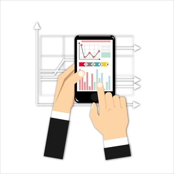 Infográficos Smartphones Com Uma Mão Segurando Telefone —  Vetores de Stock