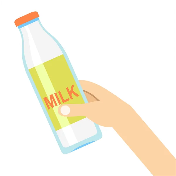 Mano Celebración Botella Leche Vector Ilustración — Archivo Imágenes Vectoriales