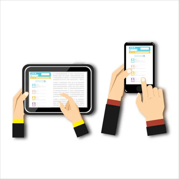 Smartfony Tablety Ikona Płaski Ilustracji Wektorowych — Wektor stockowy