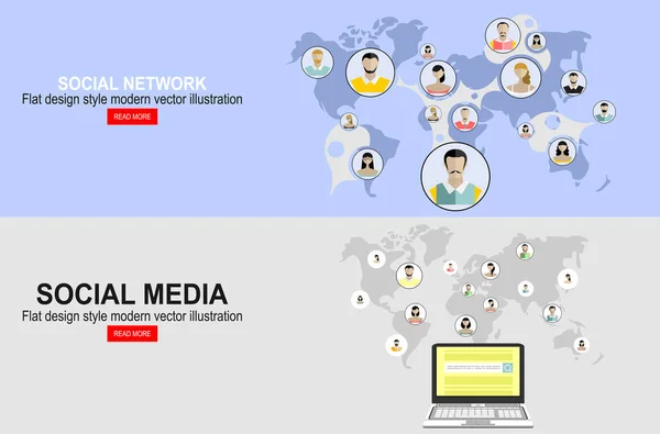 Globala Sociala Nätverk Abstrakta System Sociala Media Design Vektorillustration — Stock vektor