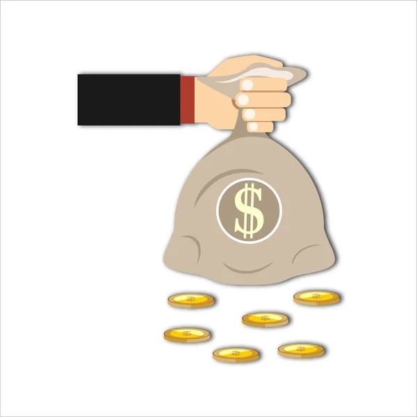 Mão Segurando Ícone Saco Dinheiro Conceitos Caridade Vetor Ilustração —  Vetores de Stock