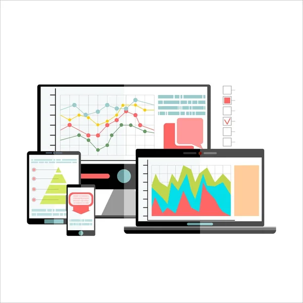 Analytics Informationen Und Entwicklung Website Statistik Konzepte Für Web Banner — Stockvektor