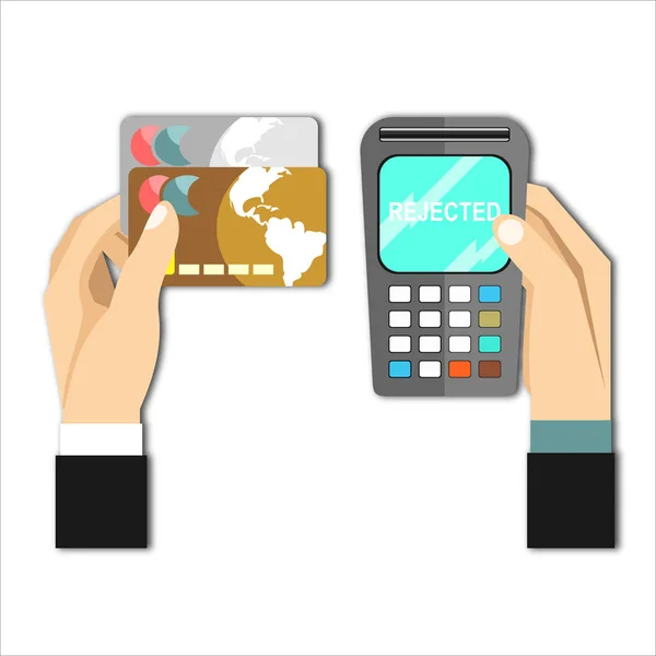 Ilustracja Wektorowa Płatności Mobilnych Odrzuconych Transakcji — Wektor stockowy