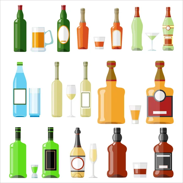 Conjunto Diferentes Bebidas Coquetéis Ilustração Vetorial —  Vetores de Stock