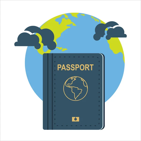 Passaporte Com Ícone Sinal Globo Vetor Ilustração — Vetor de Stock