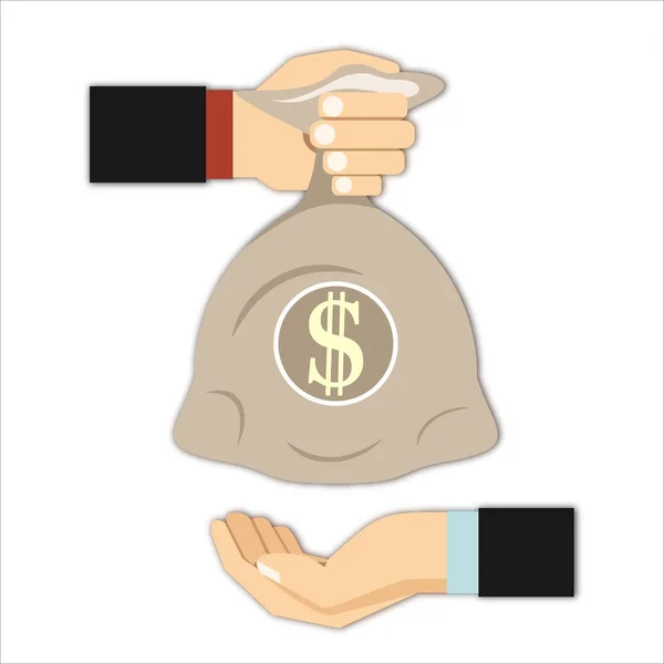 Mão Segurando Saco Dinheiro Ilustração Vetorial —  Vetores de Stock