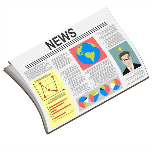 Newspaper Icon Flat Web Illustration — Stock Vector