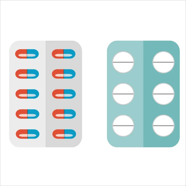 Icona Piatta Pillole Mediche Illustrazione Vettoriale — Vettoriale Stock