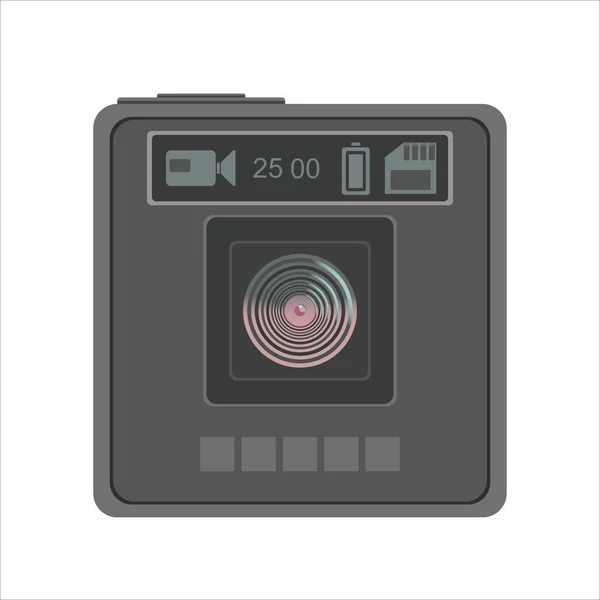 極端なスポーツを撮影するための新しいモデルの写真 ビデオカメラ機器 白い背景に隔離されたフラットベクトルイラスト — ストックベクタ