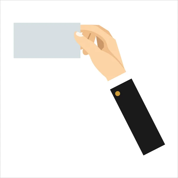 Zakenman Hand Met Blanco Papier Visitekaartje — Stockvector